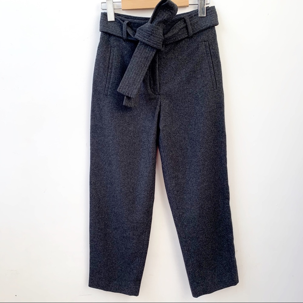 Aritzia Wilfred Jallade Gray Tie Front Cropped Tapered Leg Wool Pants - Picture 12 of 16